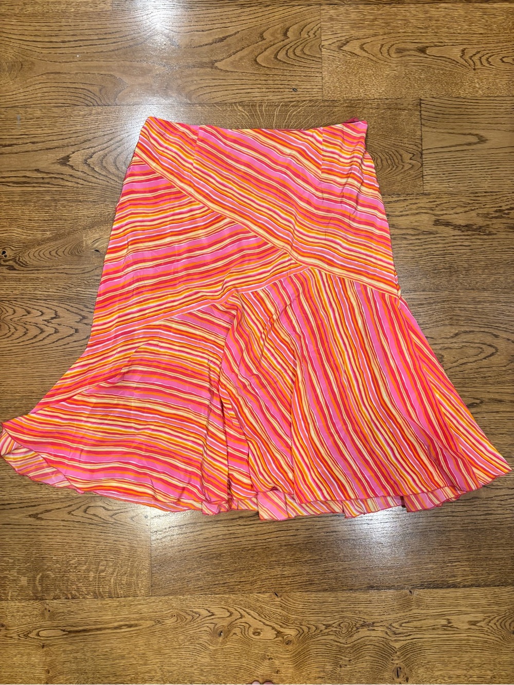 Rare Y2K Plus Size 16w The Look By Randolph Duke 100% Silk Midi Skirt Stripped